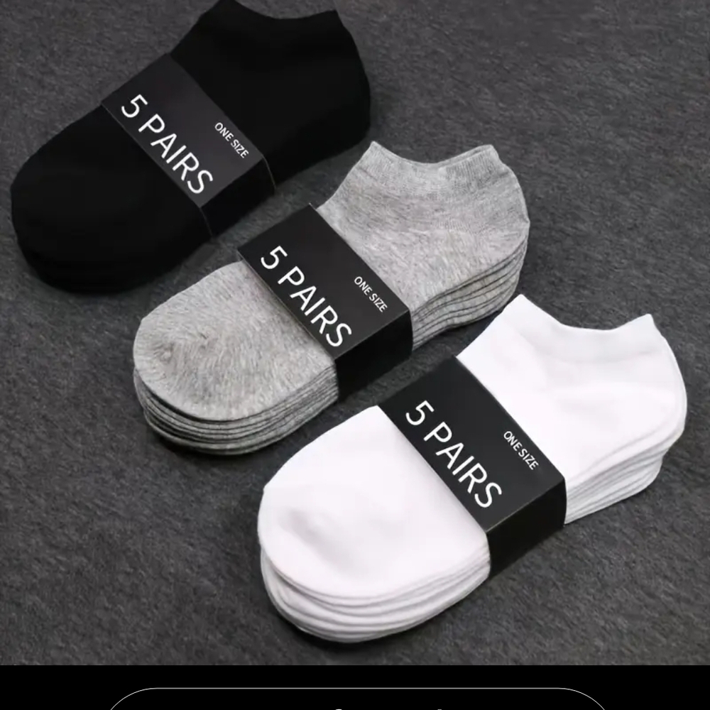 (Buy 1 5pk, Get 1 5pk FREE) Classic Black, Gray, & White Ankle Socks - 5 Pack